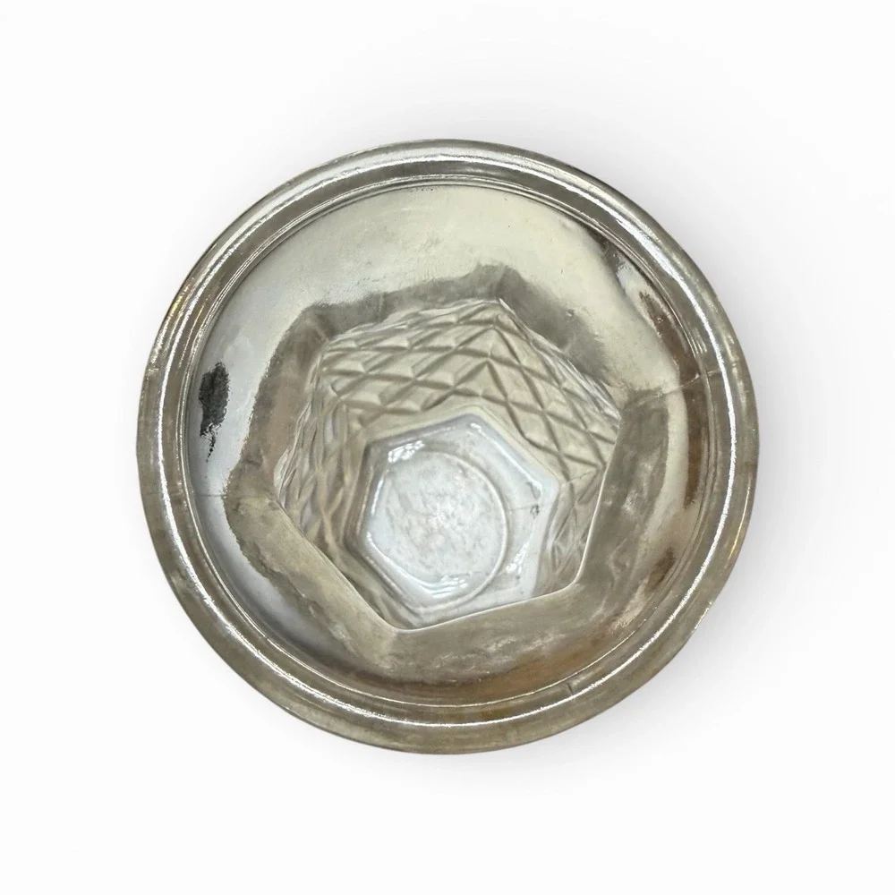Vintage Mercury Glass Pineapple Vase‎ Silver Textured Diamond Pattern Decor
